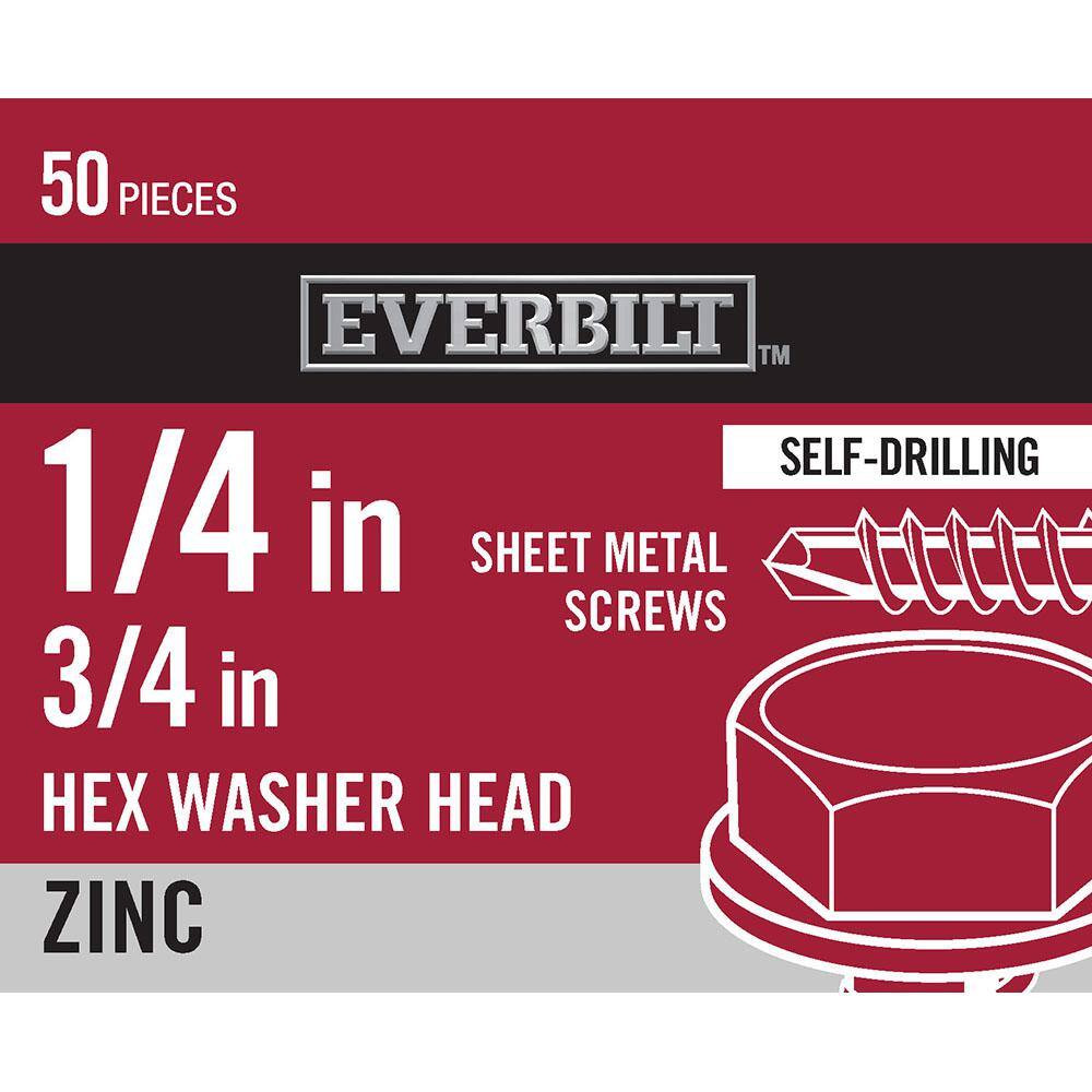 #14 X 3/4 In. Hex Head Zinc Plated Sheet Metal Screw (50-Pack)