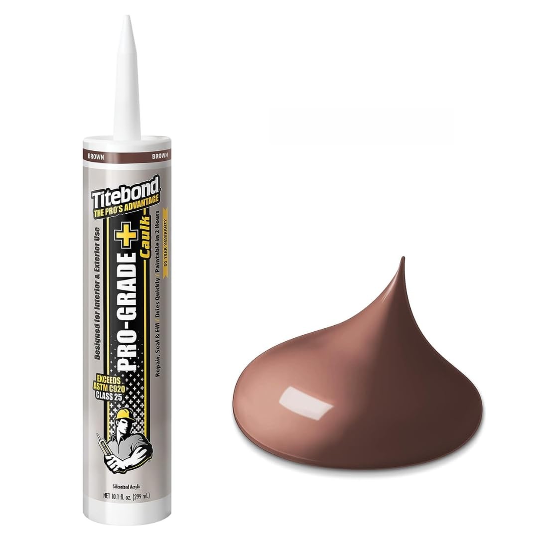 Titebond Pro-Grade Plus Siliconized Acrylic Caulk, Brown – 10.1 Oz.,