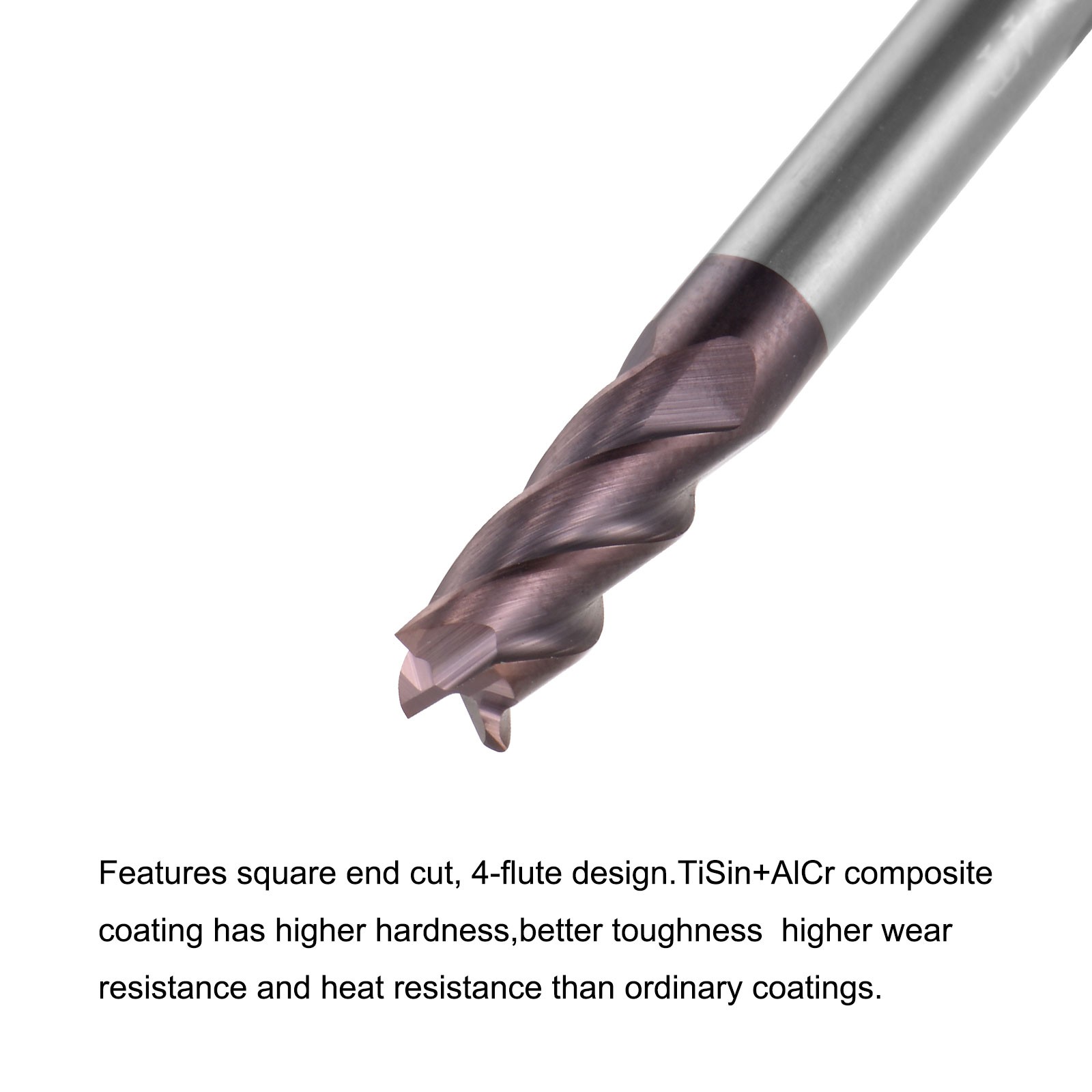 5mm Dia 5mm Shank 50mm HRC55 Carbide AlTiN Coated 4 Flute Square End Mill New