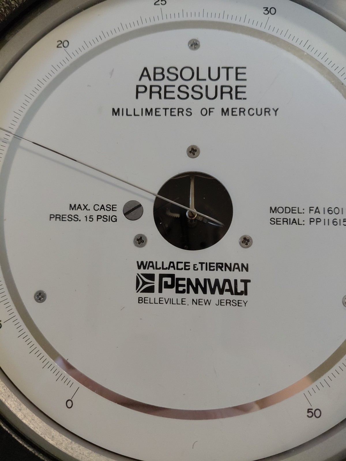 Absolute Pressure Millimeters Of Mercury Wallace & Tiernan PENNWALT Model FA…