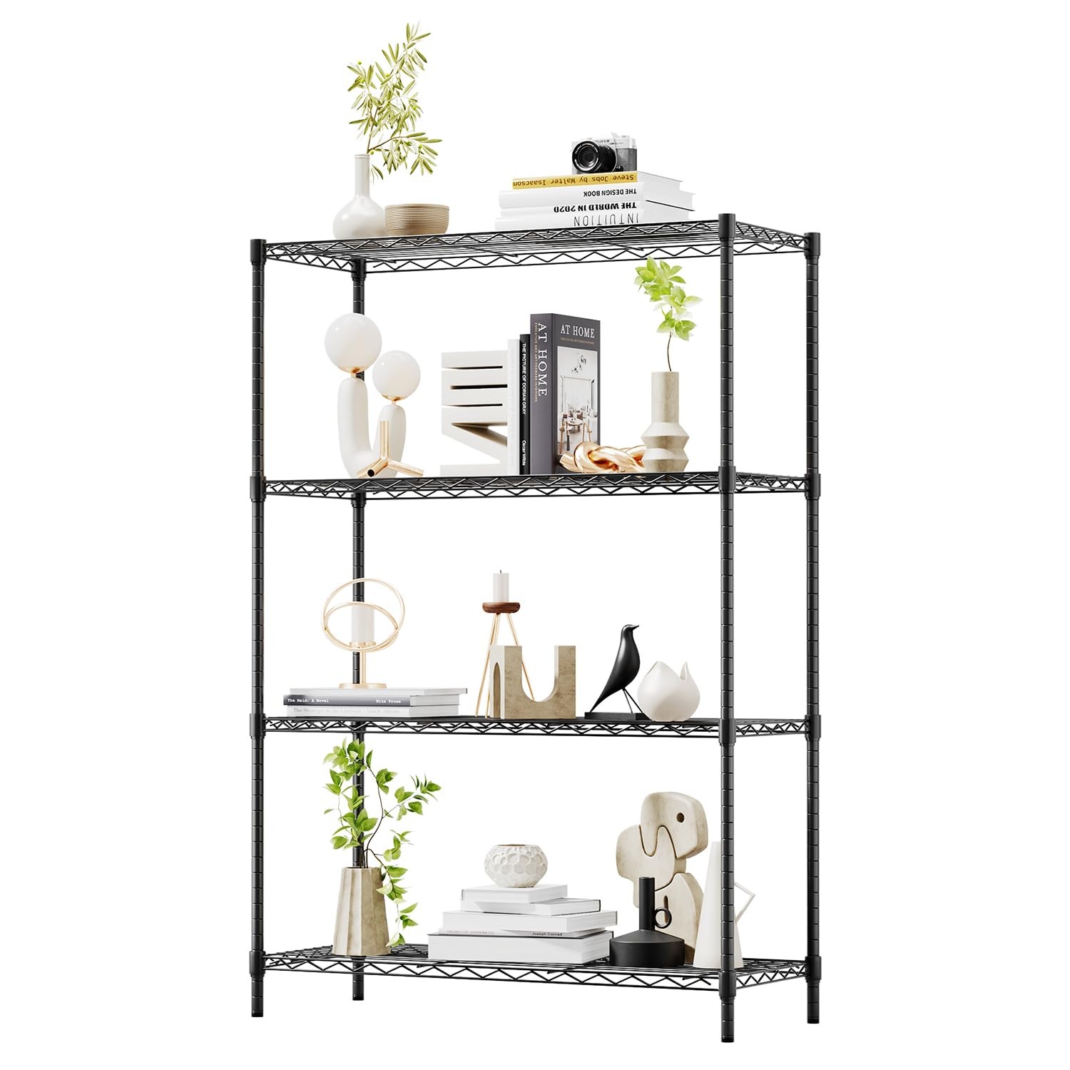 BestOffice | 4-Tier Wire Shelf | 36″ x 14″ x 54″ | 36″D x 14″W x 54″H, Black