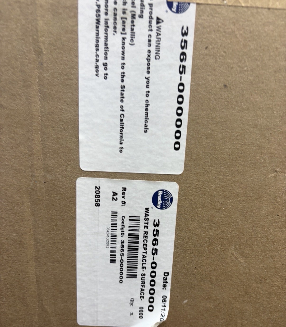 Bradley 3565-000000 Surface Mount 304 S/S Steel Waste Receptacle, 12 Gallon