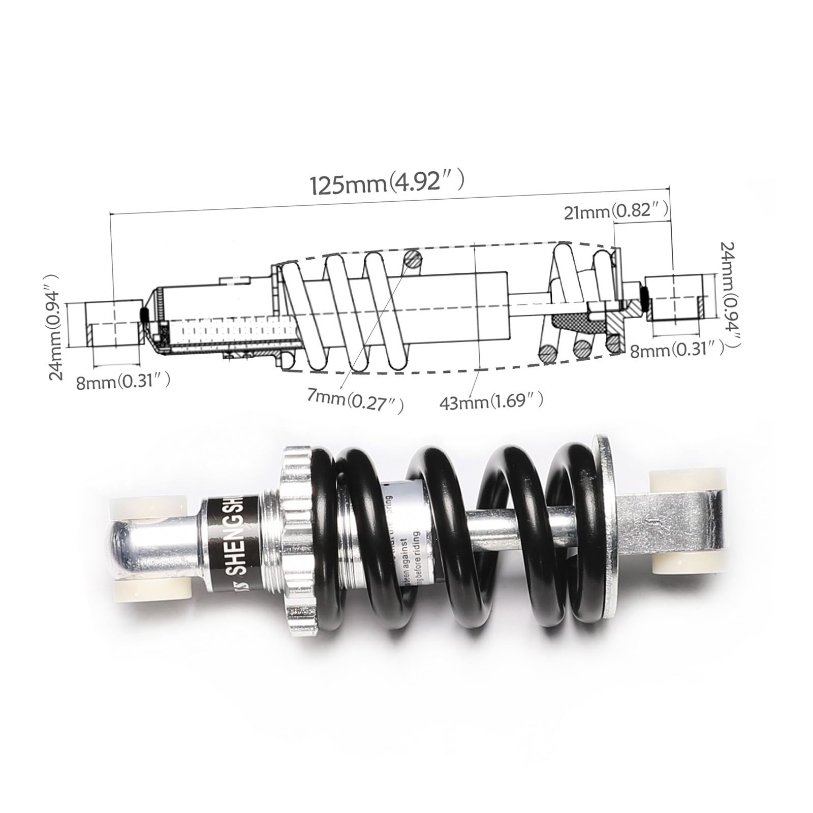 5″ 750lbs Rear Shock Absorber 125mm for 49cc Mini Go Kart Quad Dirt Bike 2PCS