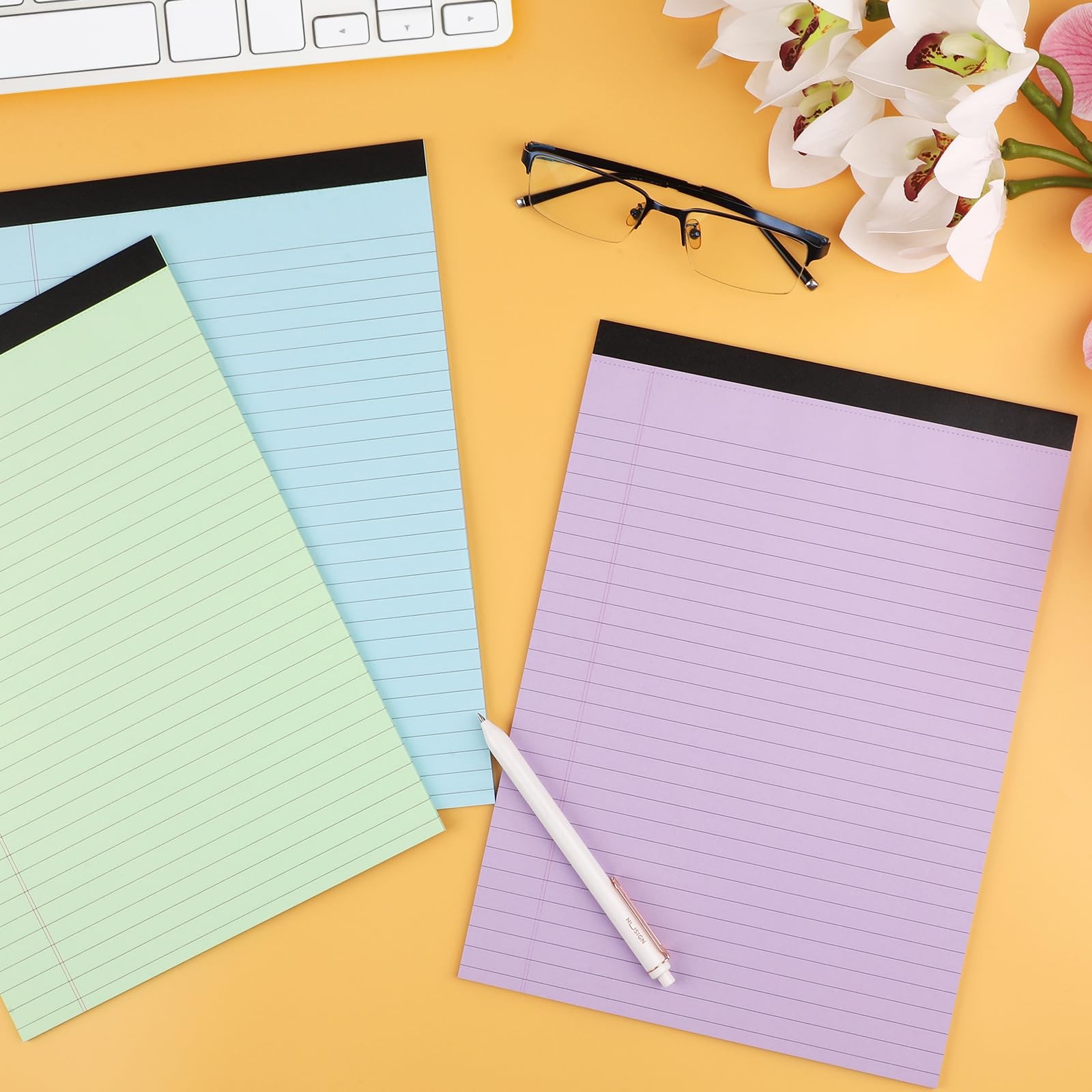Colored Legal Pads, 3 Pack Writing Pads 8.5 x 11 inch, 3Pcs-8.5*11in, White