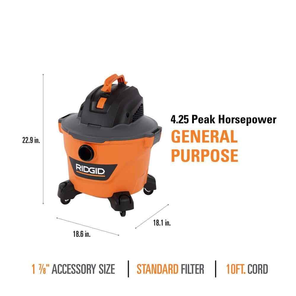 RIDGID 9 Gallon 4.25 Peak HP NXT Shop Vacuum Wet Dry Vac w/General Debris Filter
