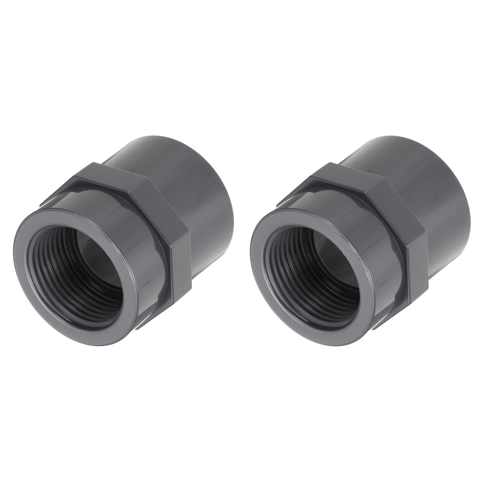 2 Pcs Female Threaded Pipe Fitting, 1″FNPTx1″ Schedule 80, Dark Gray