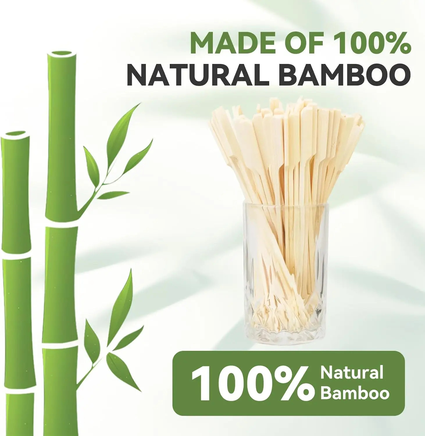 50/100Pcs Bamboo Skewers Cocktail Picks for Appetizers Wooden 4.7 in Sandwich Ha