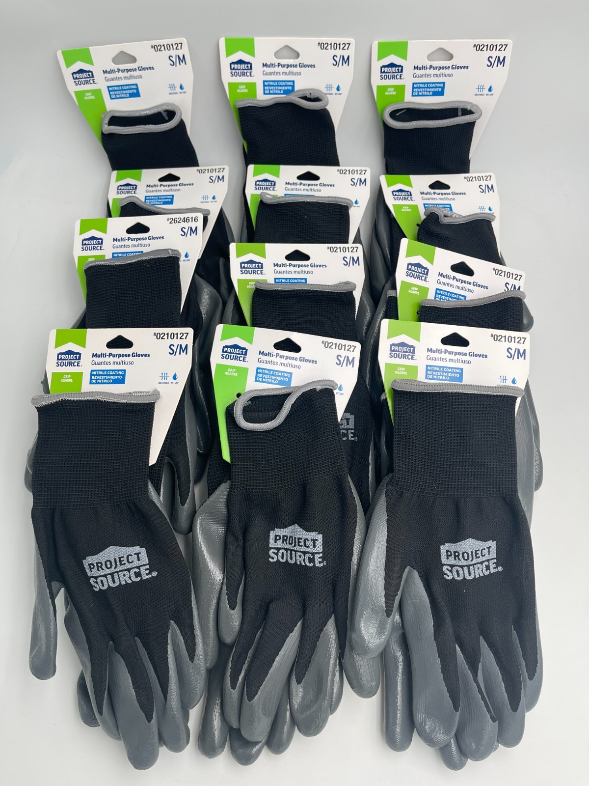 Project Source 12 Pair – Gray Nitrile Dipped Polyester Multi Purpose Gloves