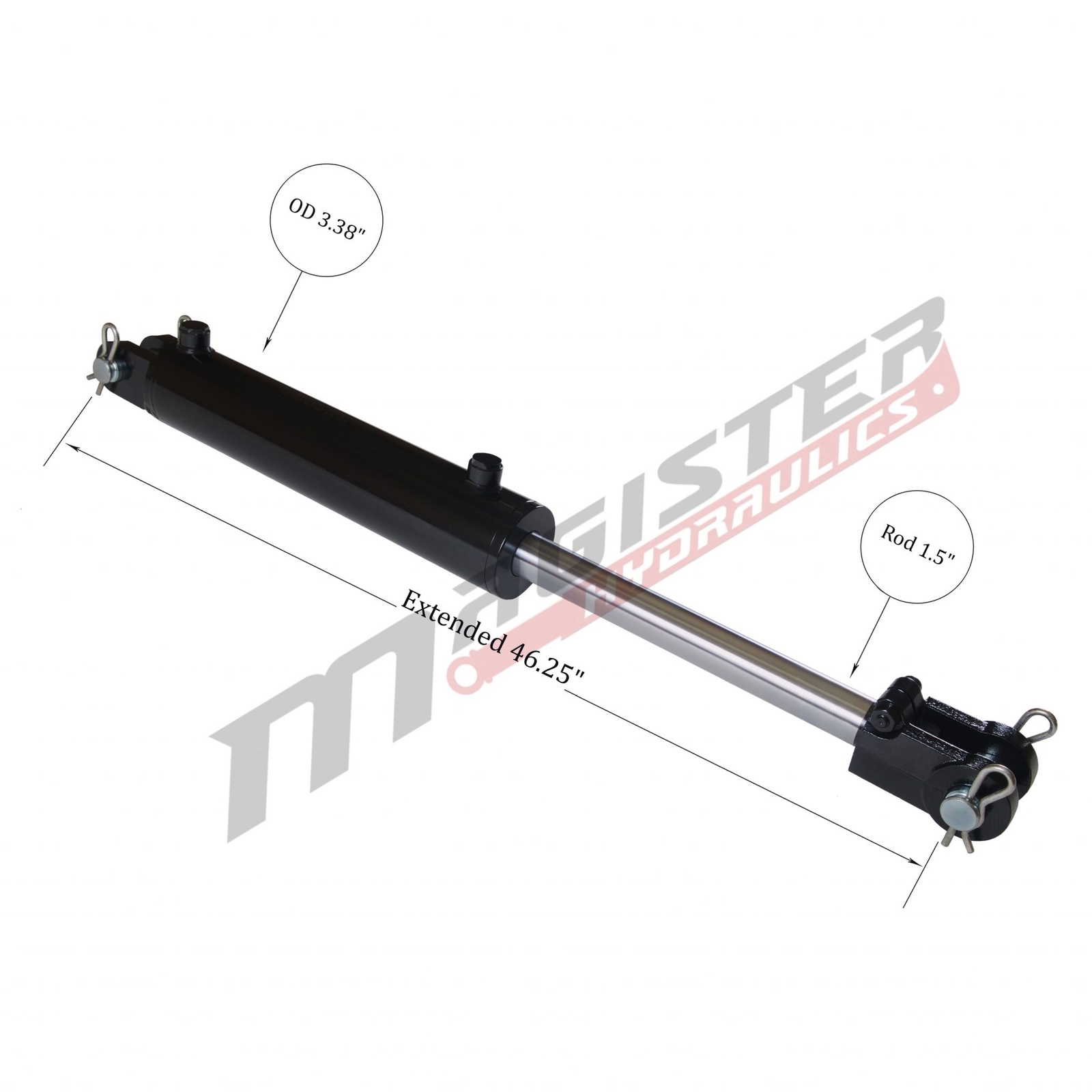 Hydraulic Cylinder Welded Double Acting 3″ Bore 18″ Stroke Clevis End 3×18 NEW