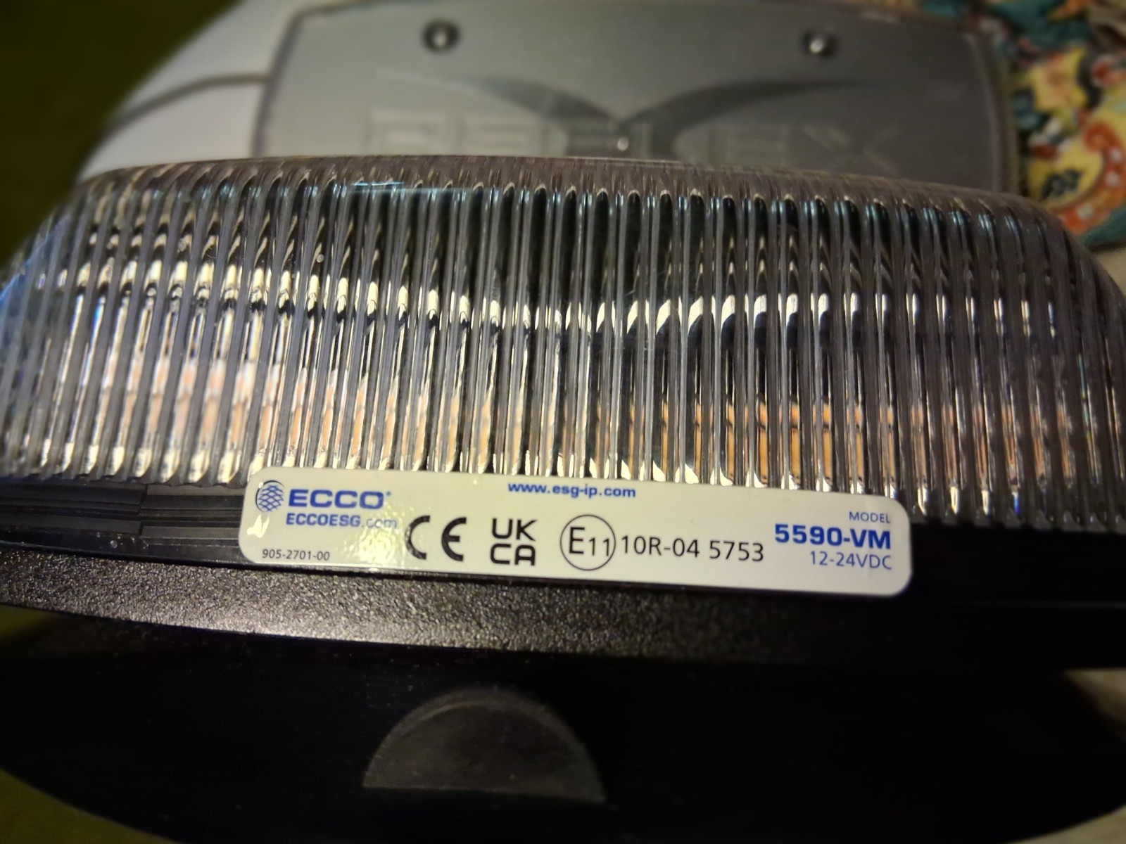 ECCO 5590-VM Reflex Strobe Beacon Light Clear Black 12-24V E11R-04 5753