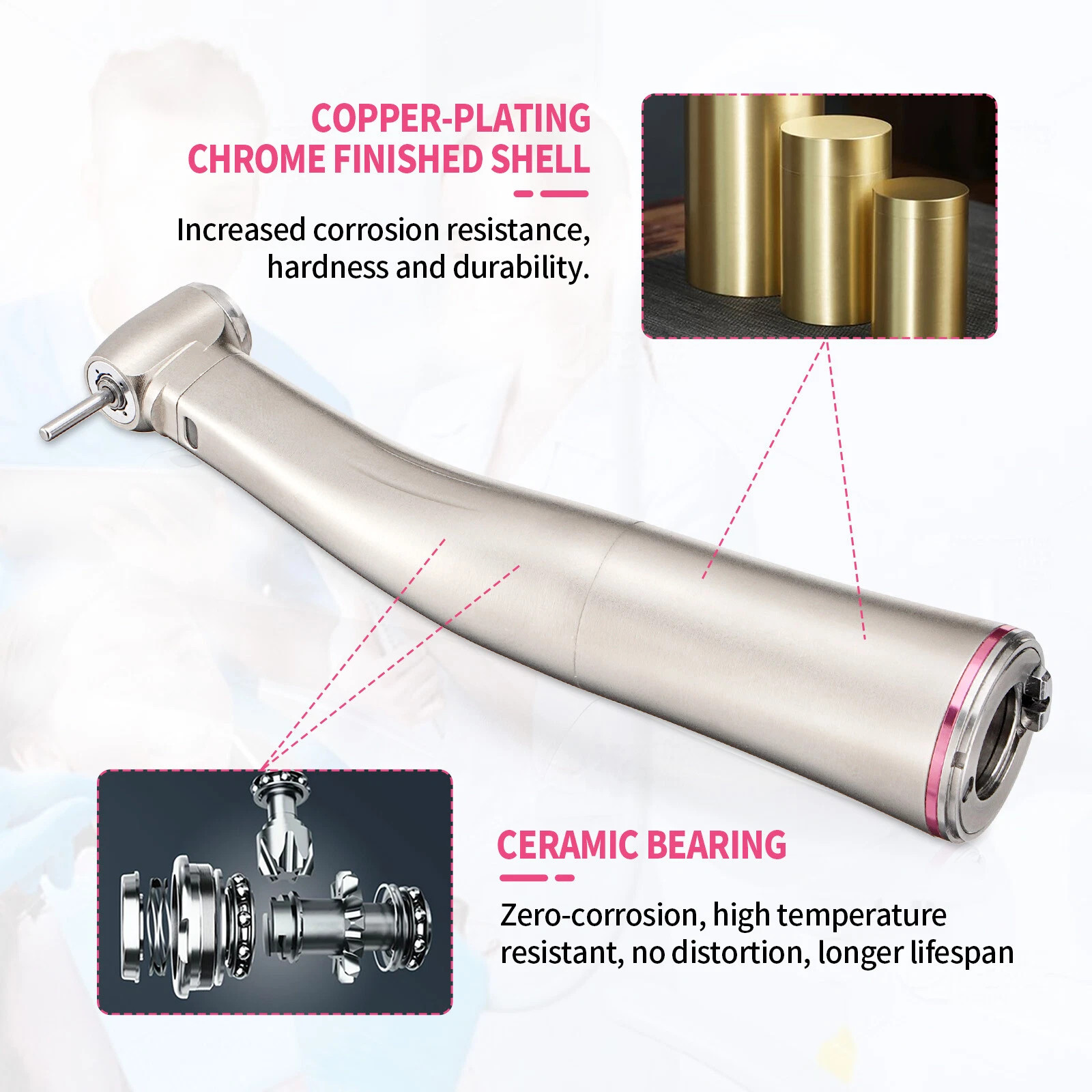 NSK Style Dental Brushless LED Micro Motor /1:5 Increasing LED Contra Angle USA