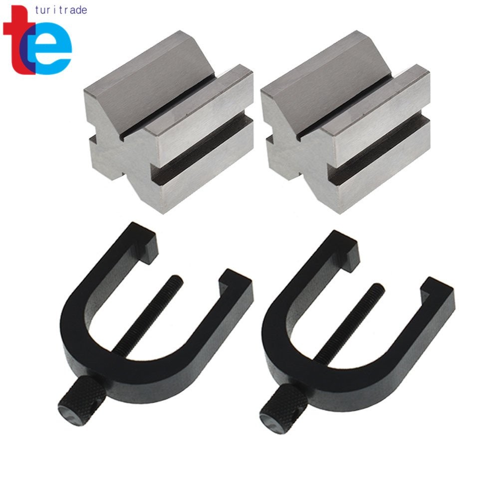 1-5/8″ x 1-1/4″ x 1-1/4″ Precision V Blocks and Clamp Set Steel Gauge Machinist