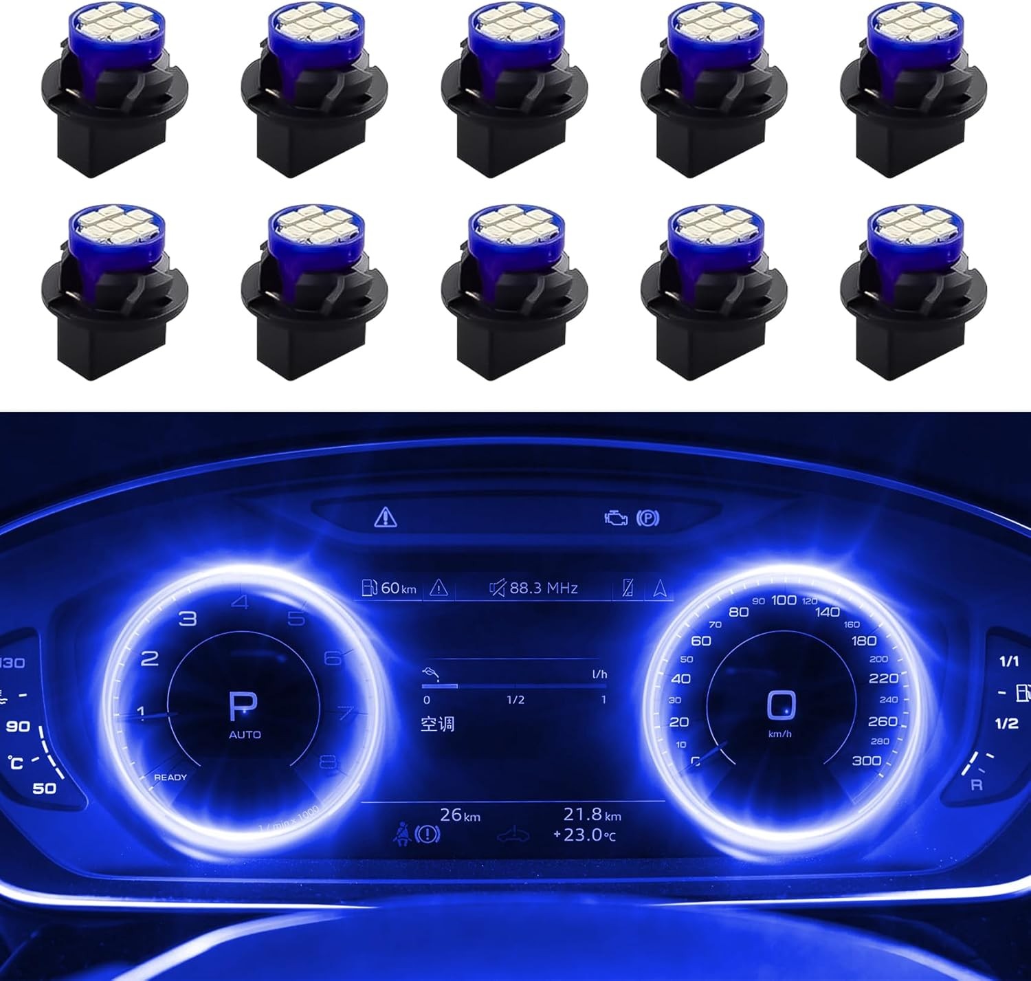 10PCS T10 194 168 LED Dash Instrument Light Bulbs with Twist Lock Color: Blue