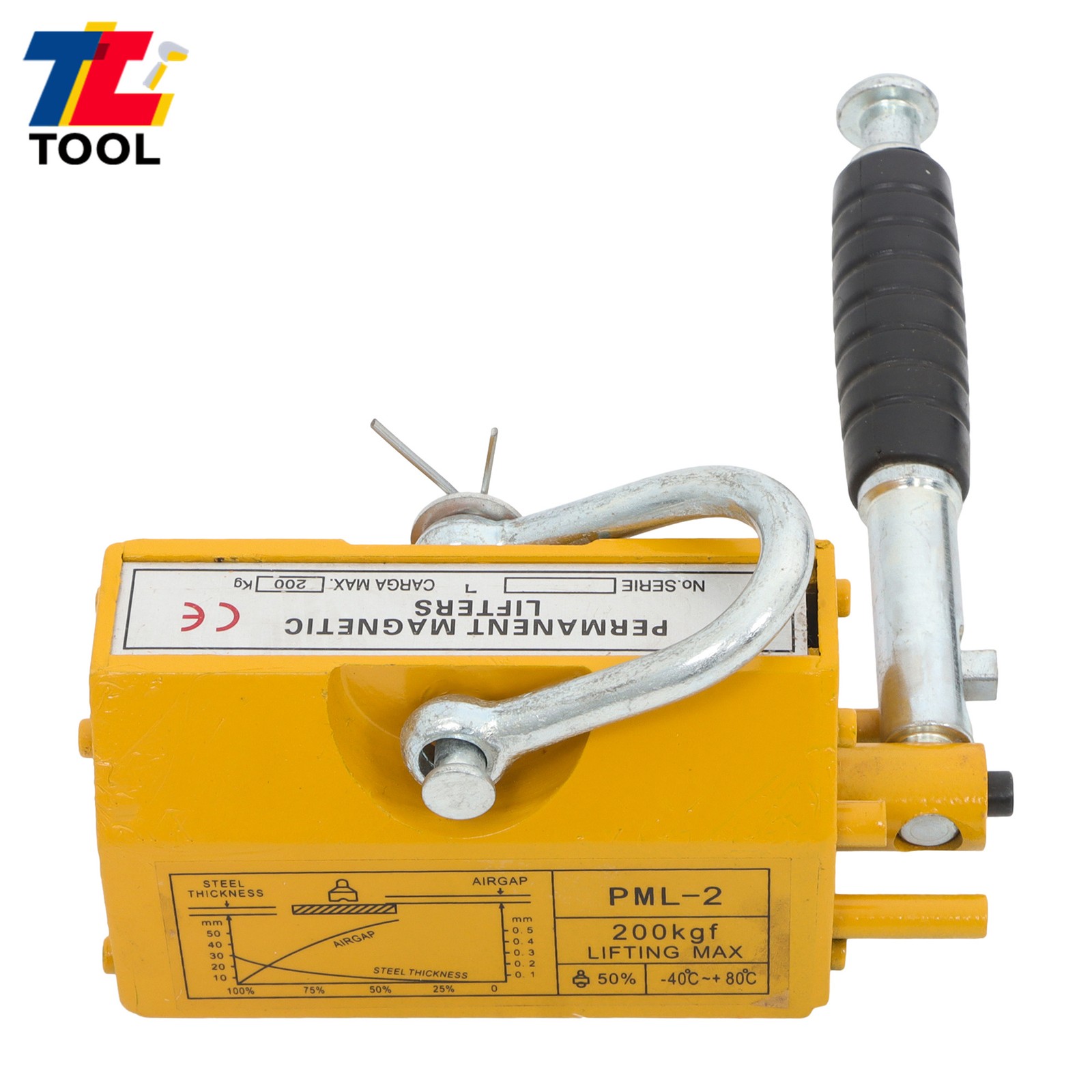 440lbs/200kg Permanent Magnetic Lifter Yellow 2.5 Safety Factor Neodymium Hoist