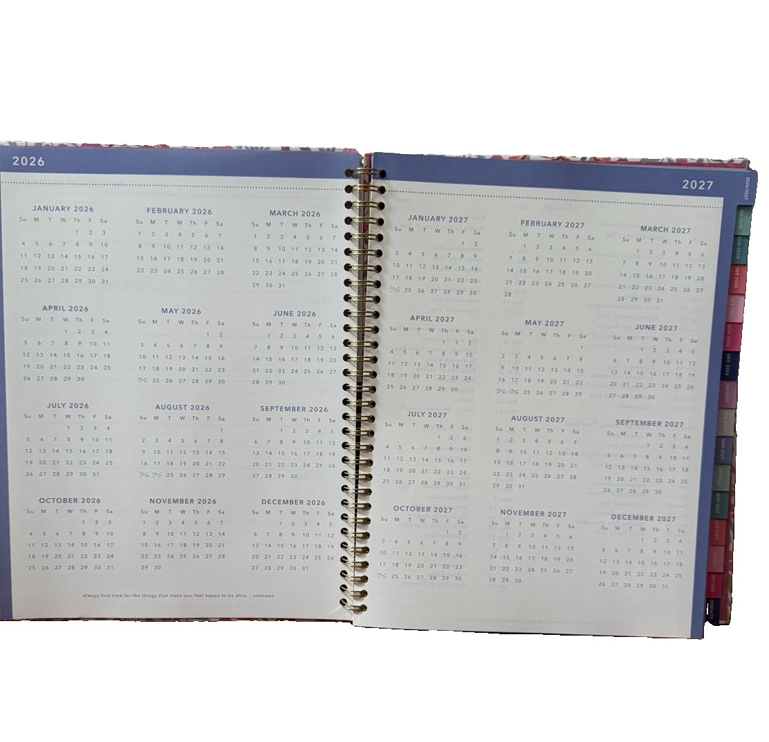 2027 Clementine 12 month Floral Planner July 2026-June 2027 11×9” Notebook Size