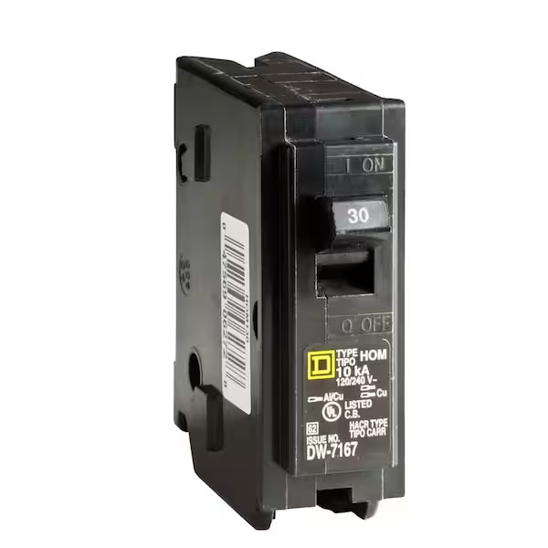 Homeline 30 Amp One-Pole Circuit Breaker HOM130CP, Square D Breakers 120/240 VAC