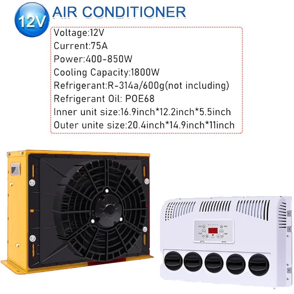 12V 11000 BTU Truck Air Conditioner Split AC For Semi Trucks Bus RV Caravan US