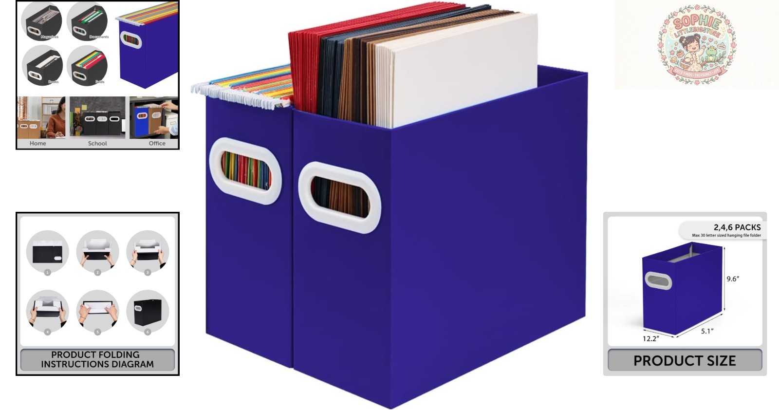 Elegant Hanging File Organizer for Letter-Sized Documents – 2 Deep Blue Packs
