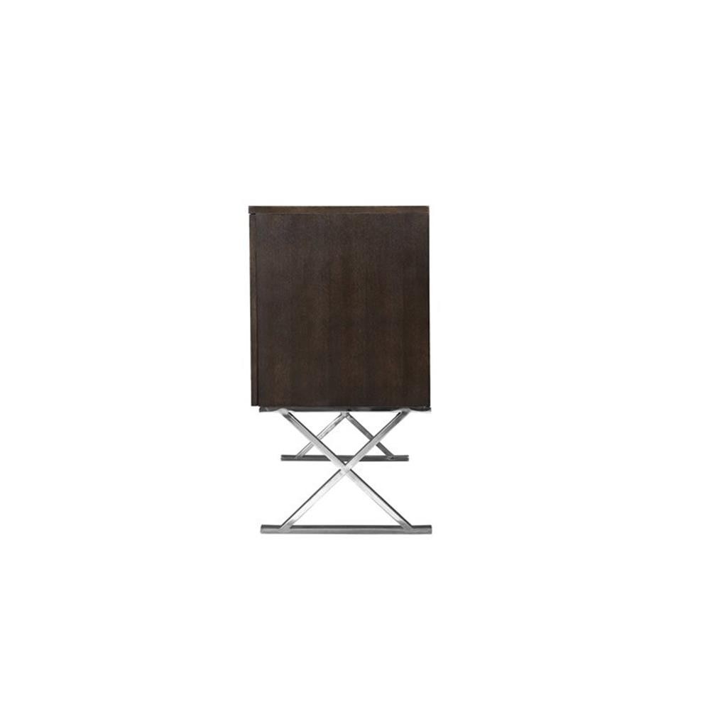 Pangea Home Alexa Modern Wood Veneer & High Polished Steel Buffet in Espresso