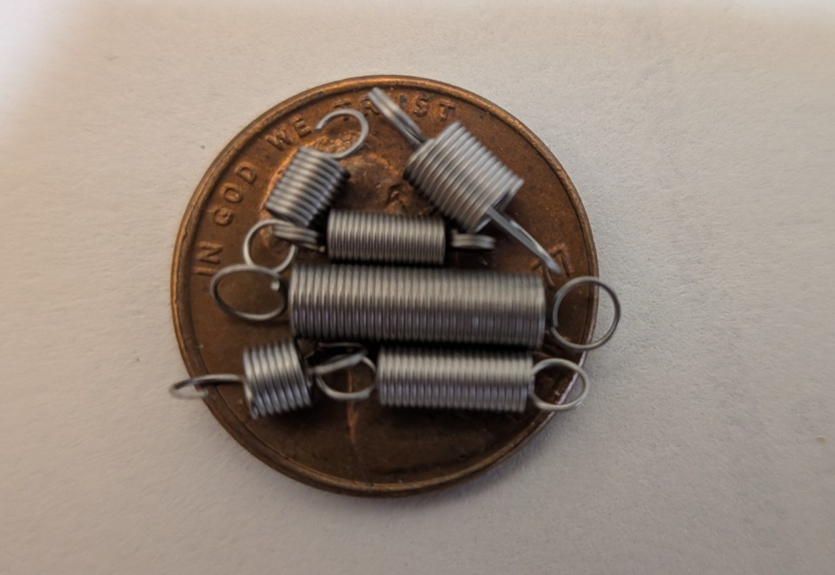 Variety lot of 150 Micro / Miniature / Tiny tension extension springs 6 types