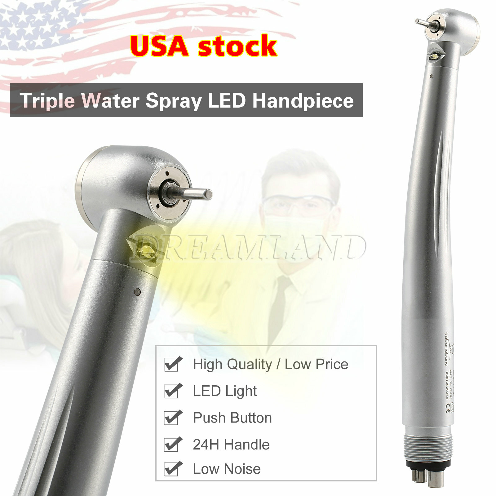 1-10* Dental LED E-generator Fiber Optic High Speed Handpiece 4 hole 2 hole