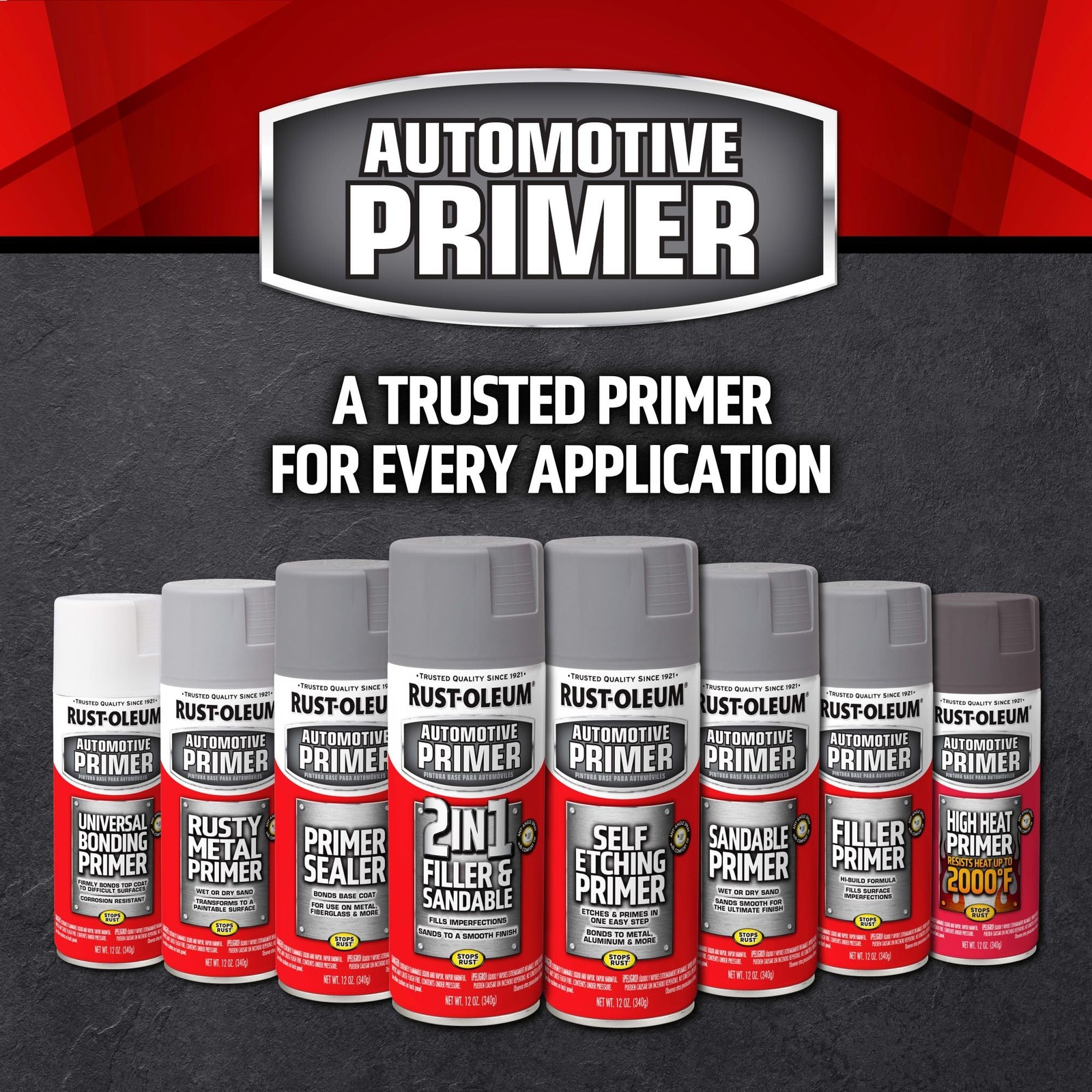 249322 Automotive Self Etching Primer Spray, 12 oz, Matte Dark Green