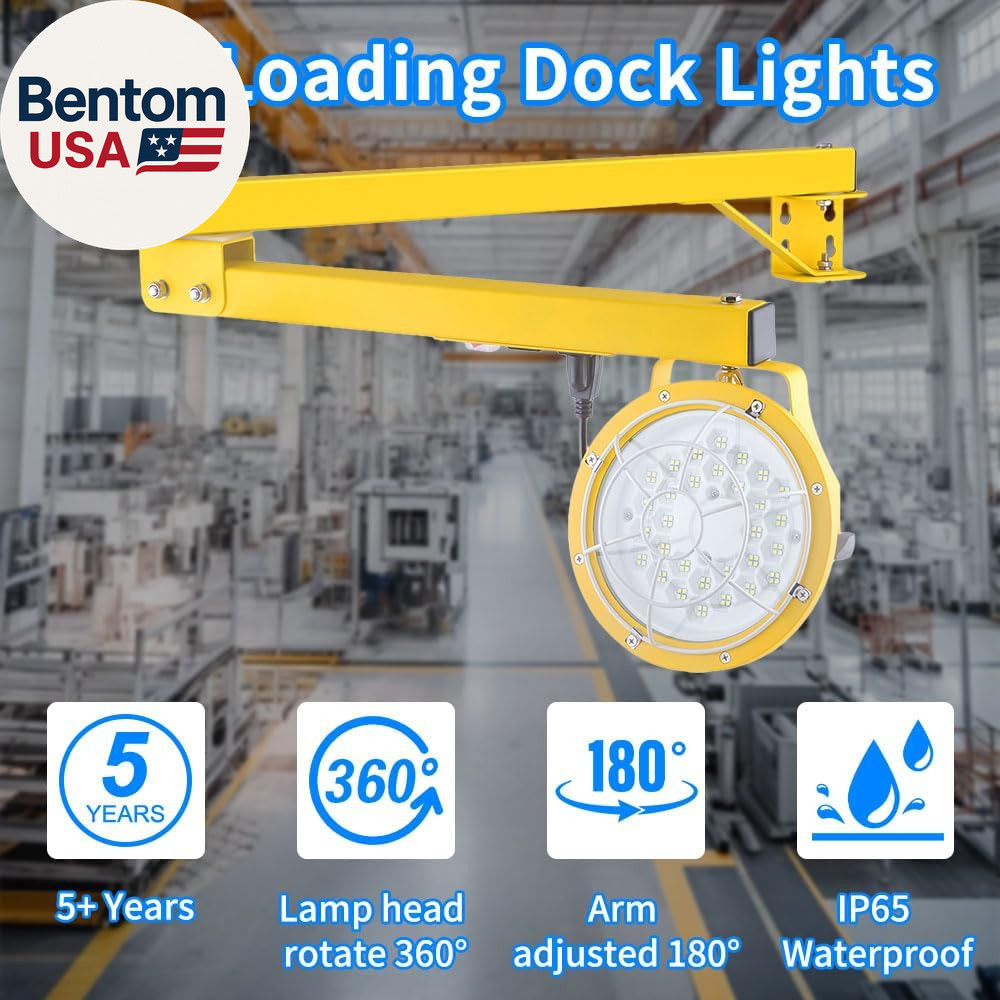 30/50W LED Loading Dock Light with 43″ Folding Arm, 3000K 4000K 5000K Adjustable