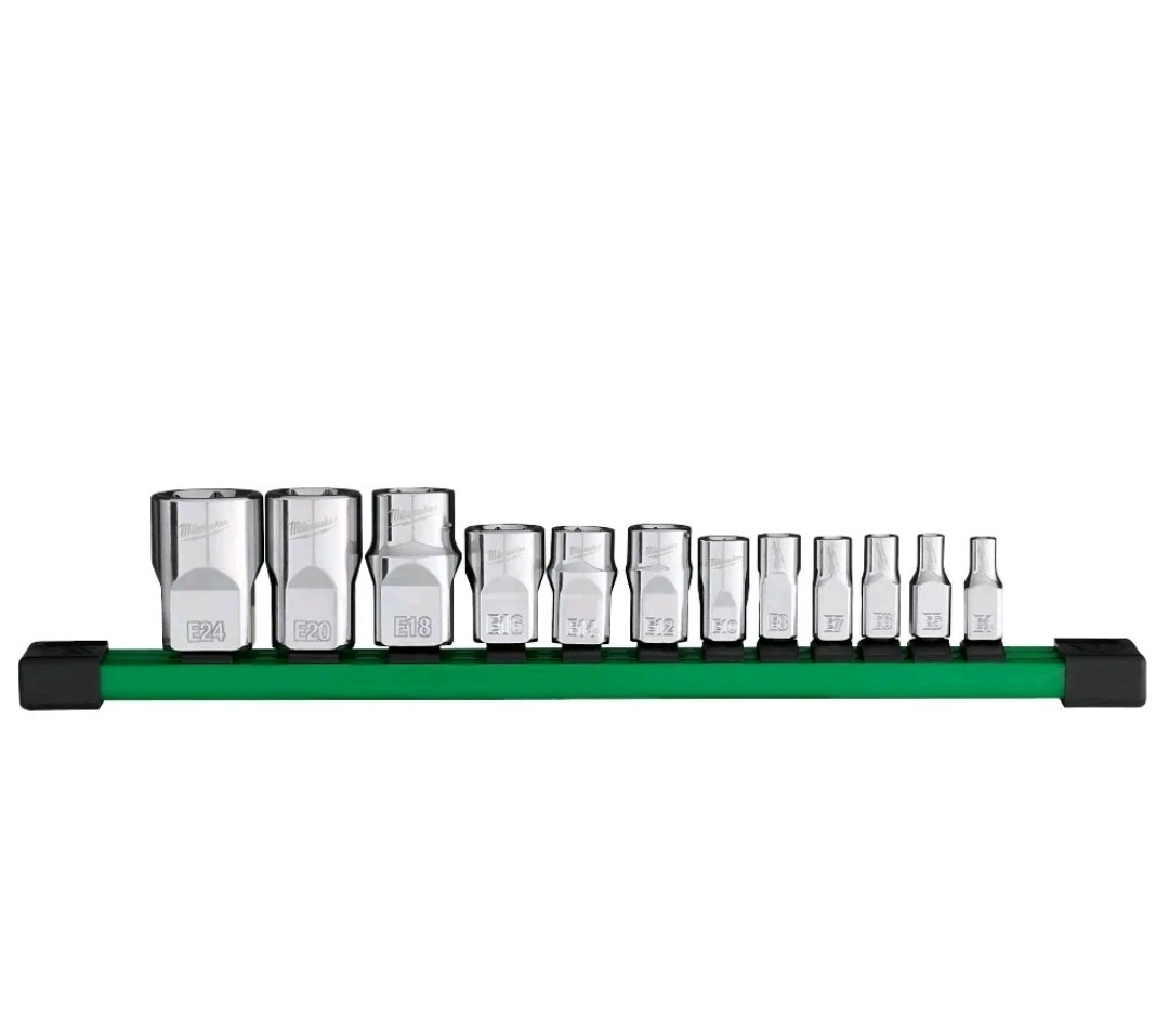 Milwaukee 48-22-9570 E-Torx 1/4″ 3/8″ & 1/2″ Drive External Sockets 12 PC Set