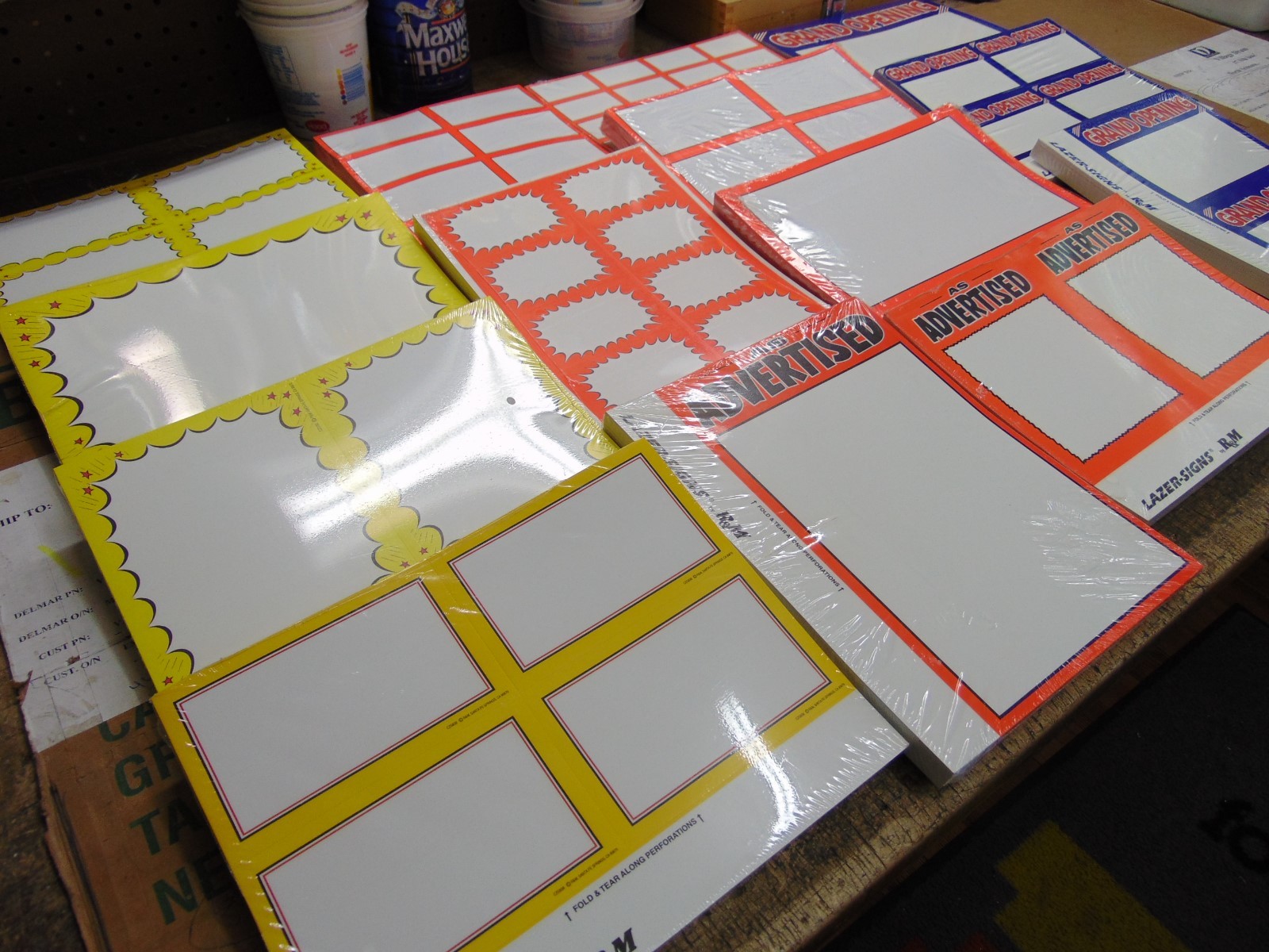 200 – 5.5″ x 7″ Yellow Border Business Retail Sale Sign Cards, Printable!