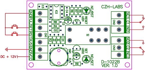 ELECTRONICS-SALON Panel Mount Momentary-Switch/Pulse-Signal Control Latching