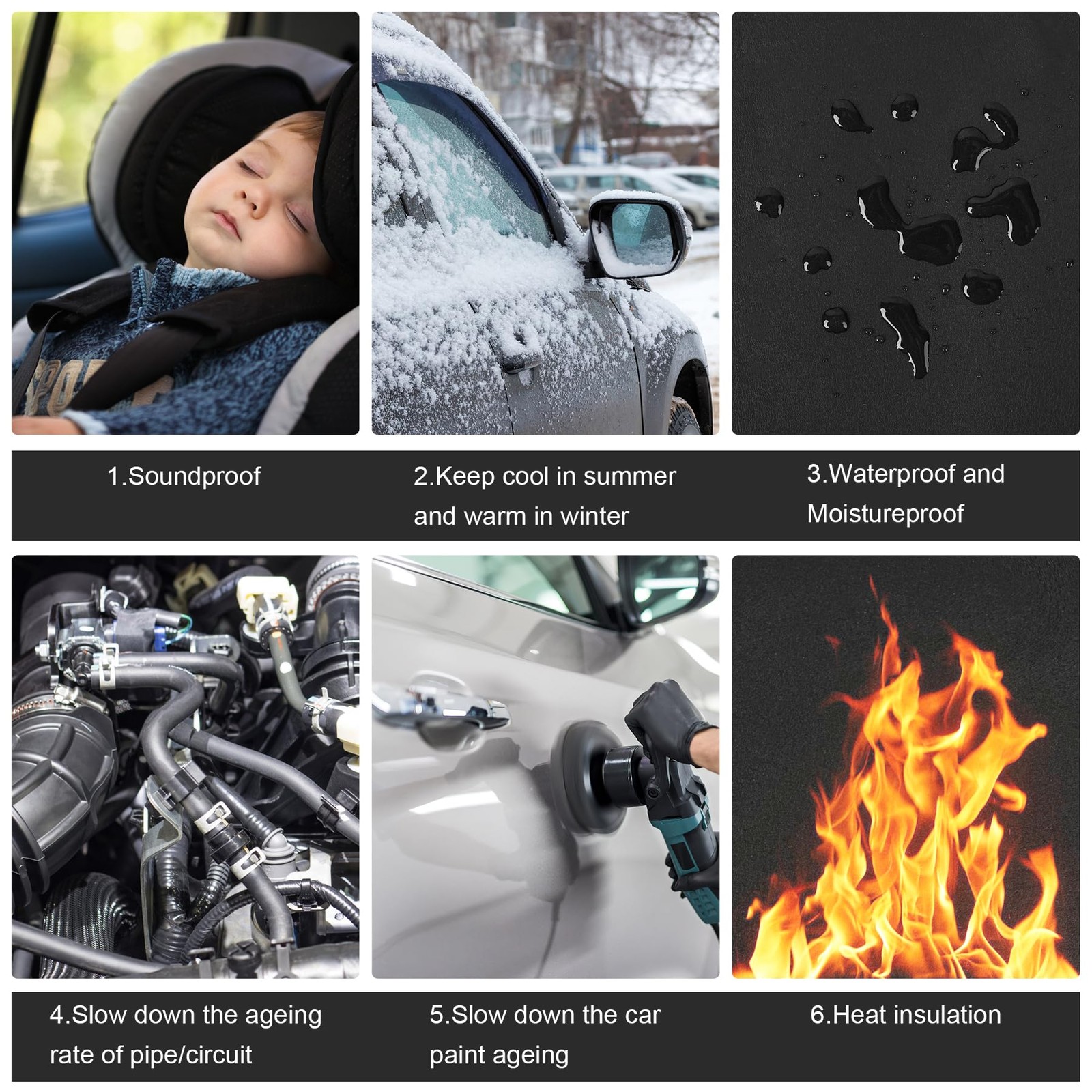 Sound Deadening Material for Cars 157mil (4mm) 6sqft Adhesive Black
