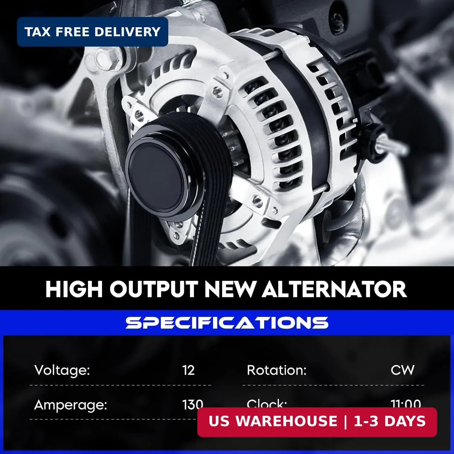New Alternator 11573N for Honda Pilot 2012-2015 3.5L V6 130 Amp 104210-1240