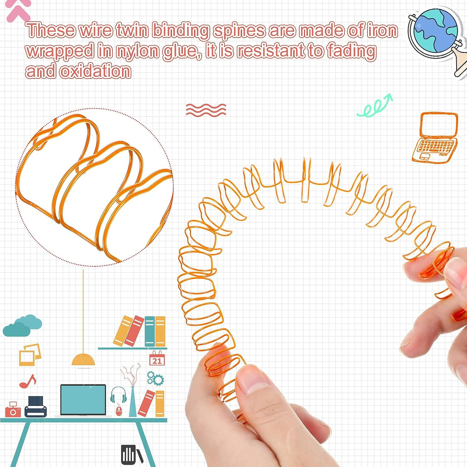 20 Pcs Cinch Wire Binding Wire Twin Loop Wire Binding Spines Spiral Ring Coil