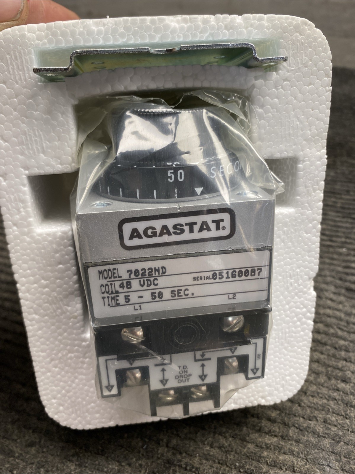New Agastat 7022ND Time Delay Relay 5-50sec 48v-dc