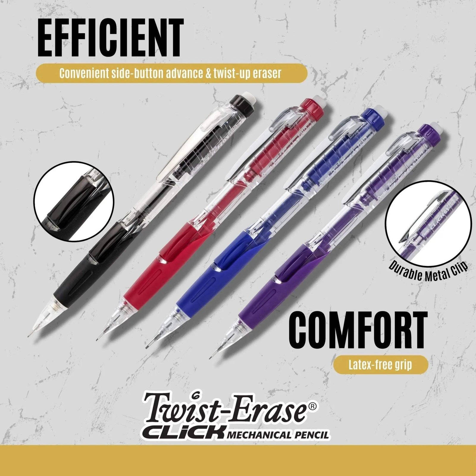 Pentel Twist-Erase CLICK Mechanical Pencil available in 0.5mm, 0.7mm, 0.9mm