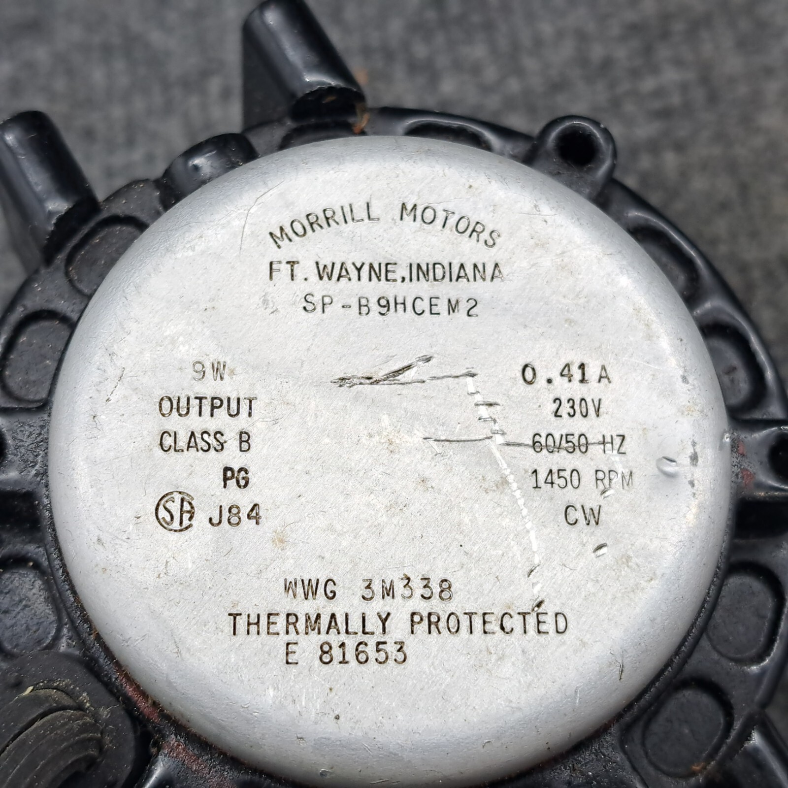MORRILL MOTORS 3M38 / SP-B9HCEM2 / 9W 1450 RPM CW 230V