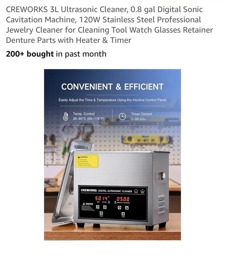 CREWORKS 3L Ultrasonic Cleaner with Timer Heating Machine Sonic Cleaner