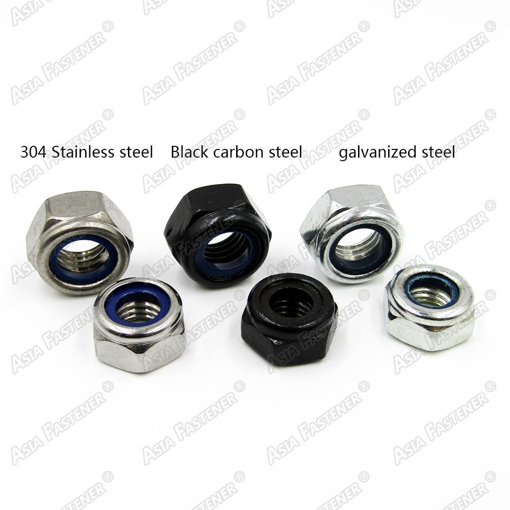Locknut Hex nut Hexagon Locknuts with Nylon Insert Stainless Steel Black M2-M12