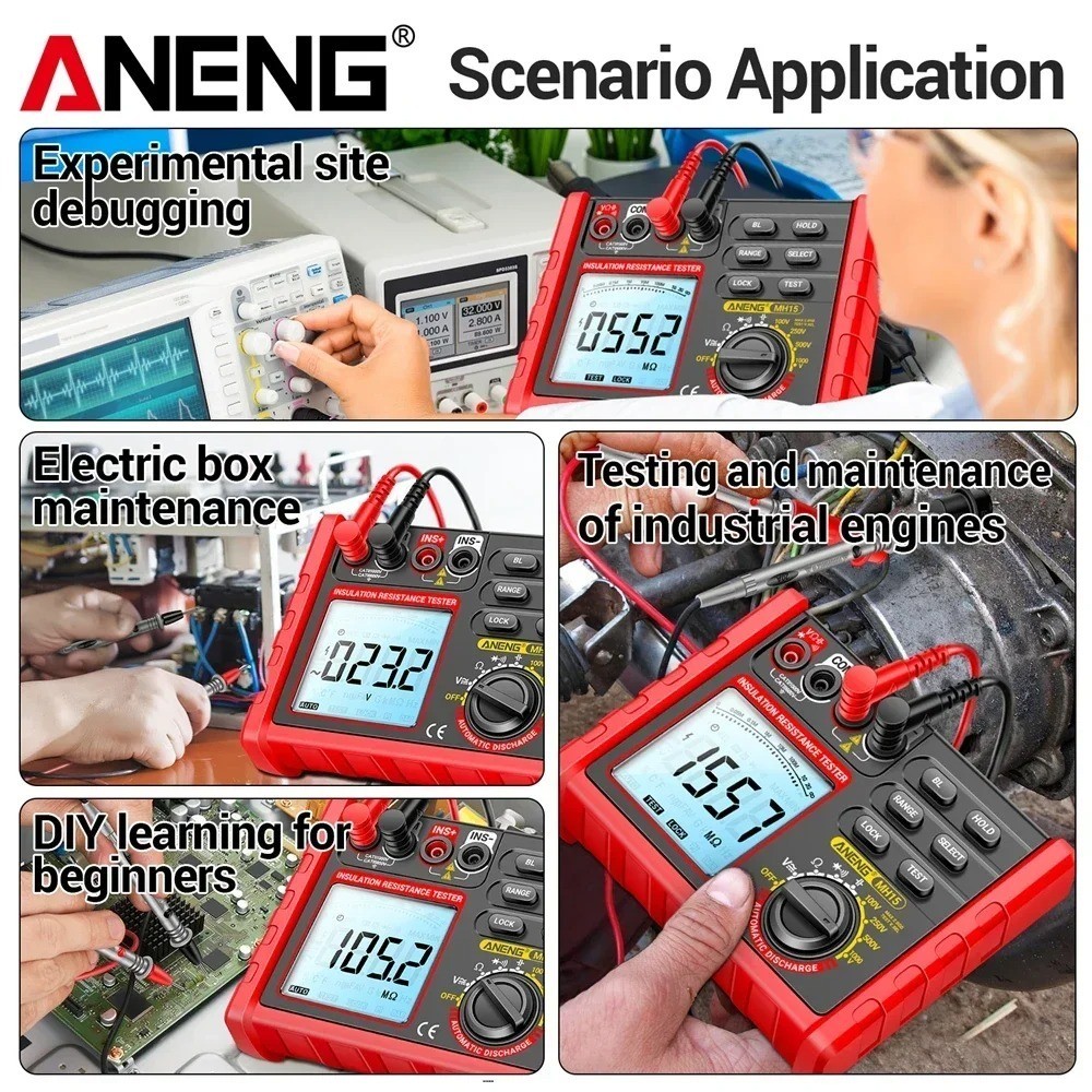 High Precision Insulation Resistance Meter Low Battery Warn Automatic Discharge