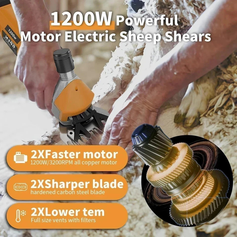 1200W Sheep Shears Clippers, 3200RPM 6-Speed Adjustable Heavy Duty Electric Shee