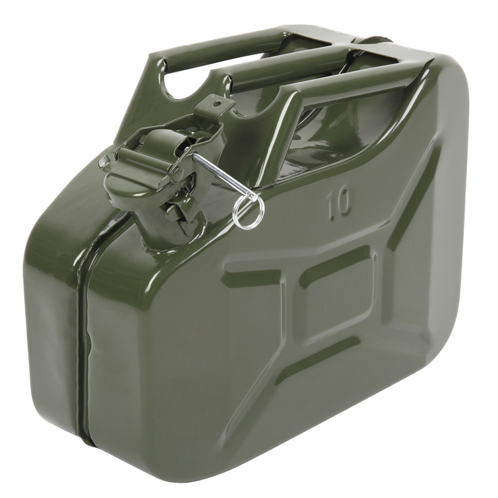 10L Gas Metal Can Gasoline Fuel Container Diesel Tank Green w/ Inverted Oil Pipe
