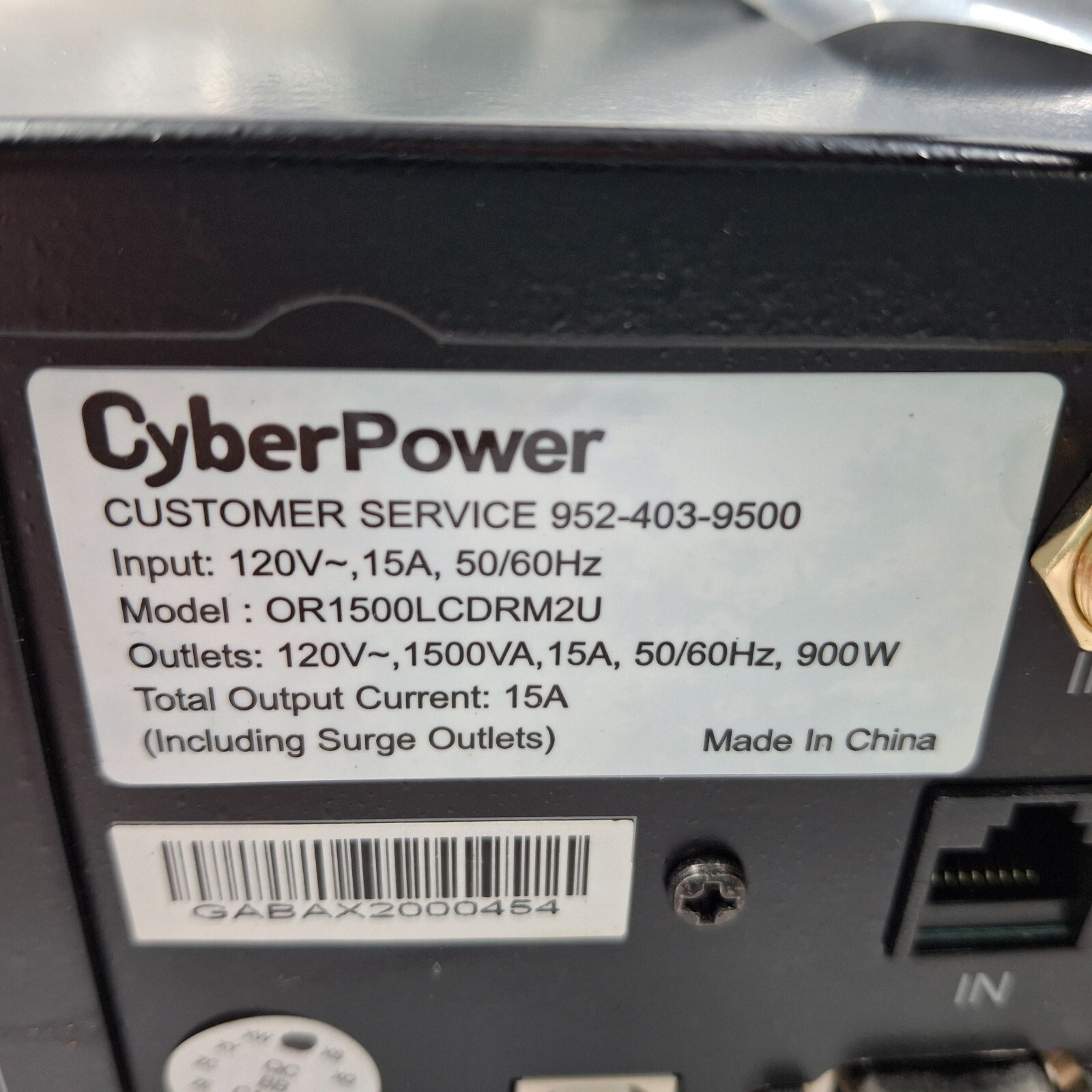 CyberPower OR1500LCDRM2U 120V 1500VA 50/60Hz 900W System