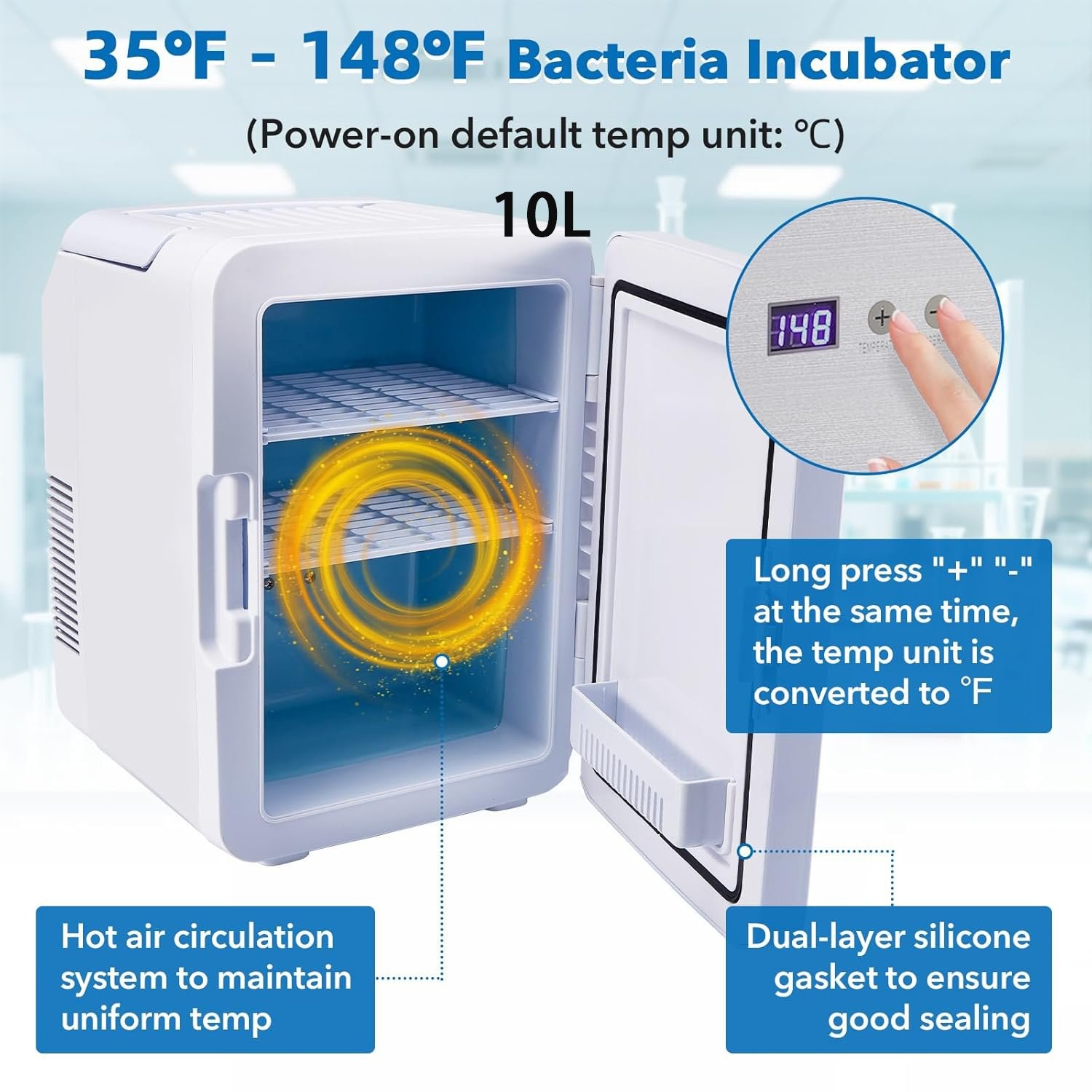 4/10L Lab Incubator Digital Bacteria Incubator Thermostatic Cabinet Incubator US