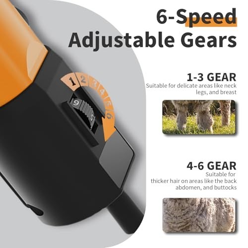 1200W Sheep Shears Clippers, 3200RPM 6-Speed Adjustable Heavy Duty Electric Shee