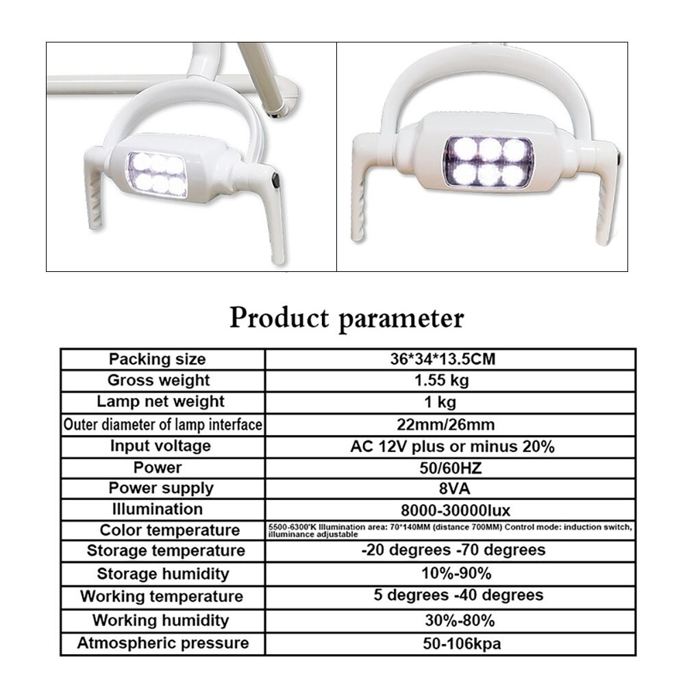 6LED Dental Surgical LED Lamp Oral Light Induction Sensor For Dental Unit Chair