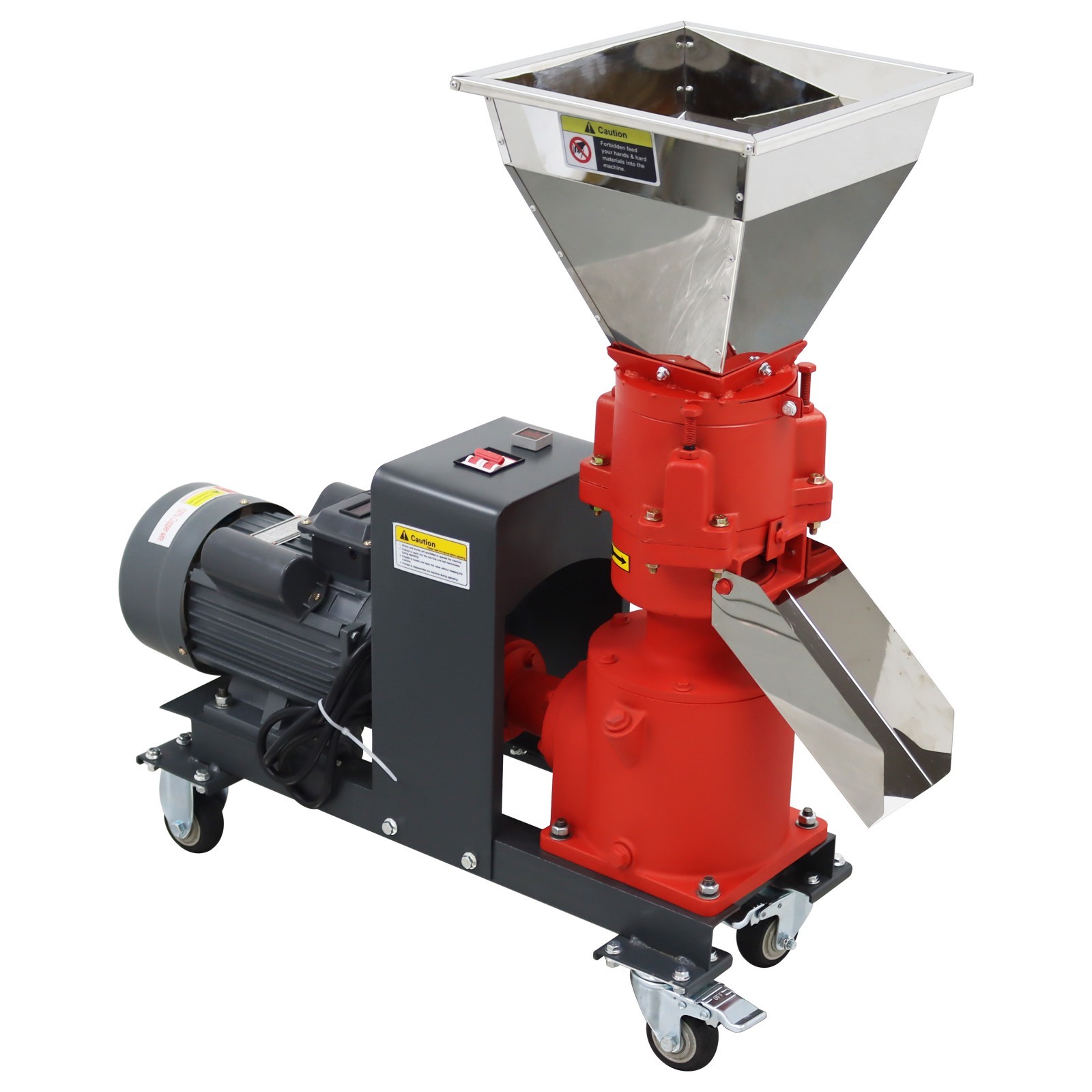 150kg/h Output 2.5mm Plate Animal Feed Pellet Mill Machine 220V 3-roller Head