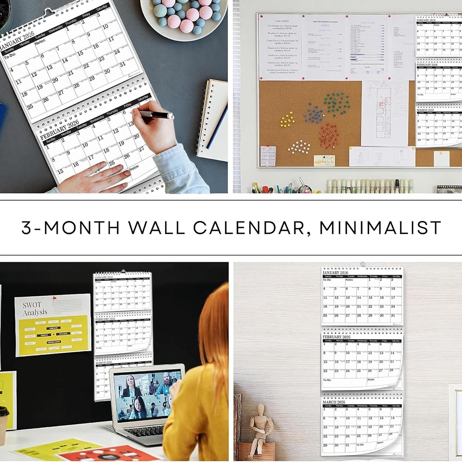 3 Month Calendar 2026-2027, Move-a-Page, Monthly, Pack of 1, Minimalist