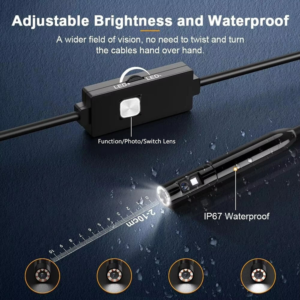 1920P Borescope HD Dual Lens Endoscope Camera with 8 LED Lights for iOS/Android