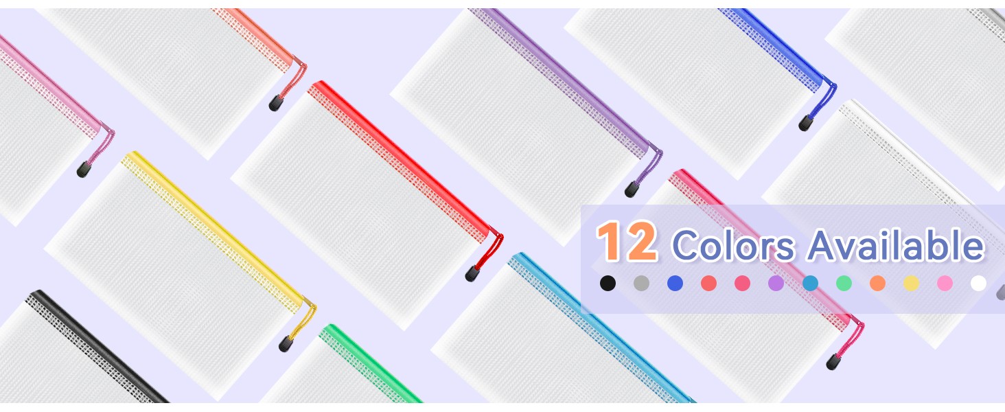 Zipper Pouch, 13.0×9.0 in (12 Colors, 36 Packs), Zipper Bags, Board Game Storage