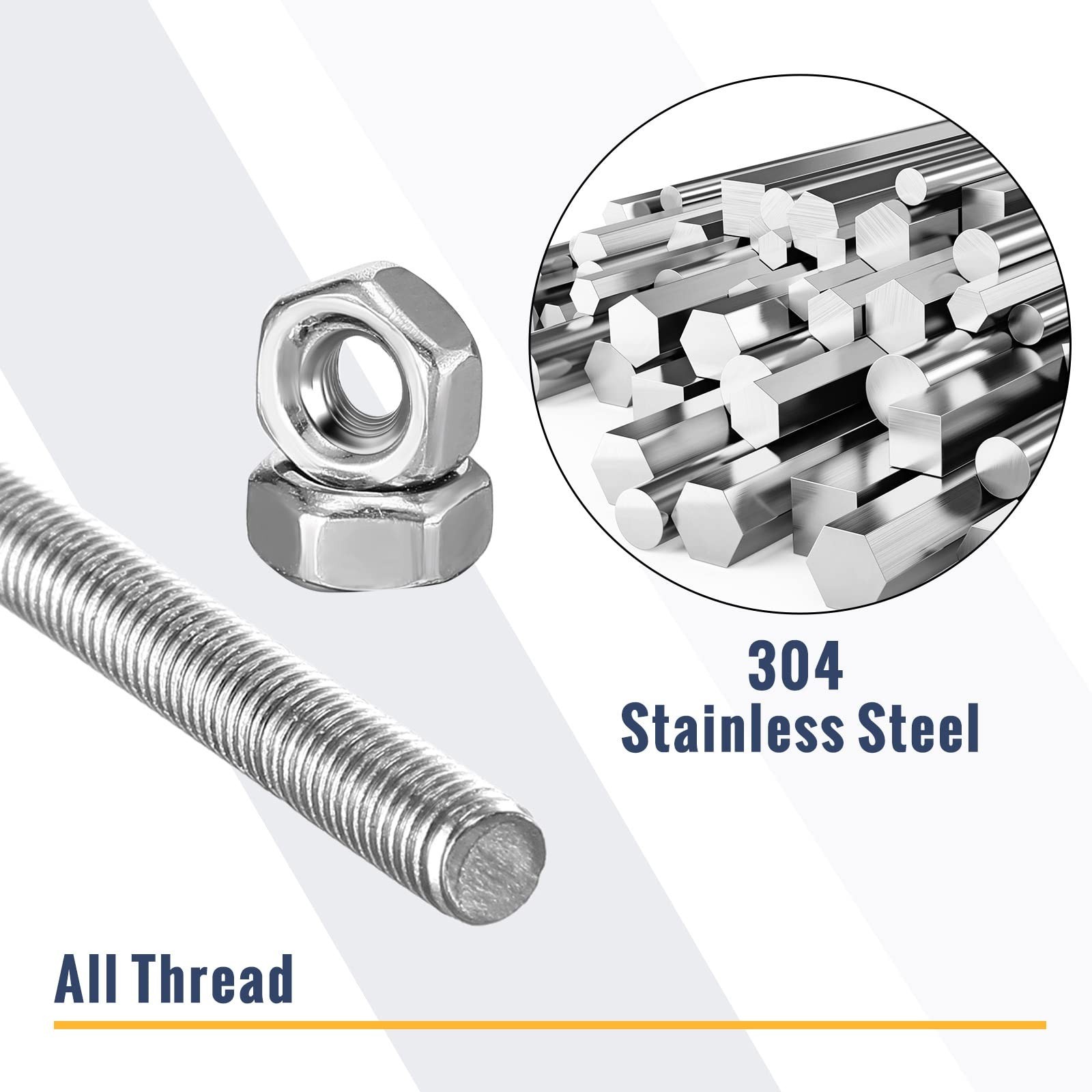 6 Pieces 8/32 Inch 4mm 12 Inch Threaded Rod with Hex Nuts Set Includes 4mm x …